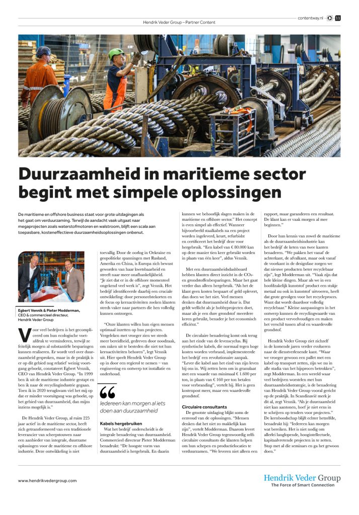 article Duurzaamheid in maritieme sector begint met simpele oplossingen